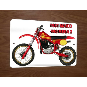 1981 MAICO 490 MEGA 2 Dirt Bike Motocross Motorcycle Photo 8x12 Metal Wall‎ Sign